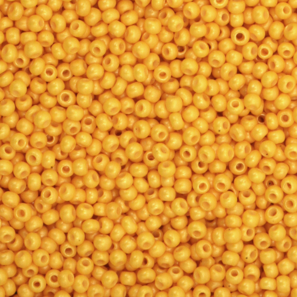 Czech Type Glass Seed Beads / 2 mm / Solid Bright Yellow-Orange - 15 grams ~ 2050 pieces