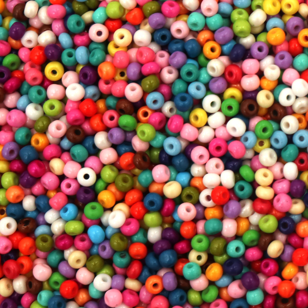 CZECH Type Glass Beads / 3 mm,  Hole: 1 mm / Opaque, Multi-Colored - 15 grams ~ 460 pieces