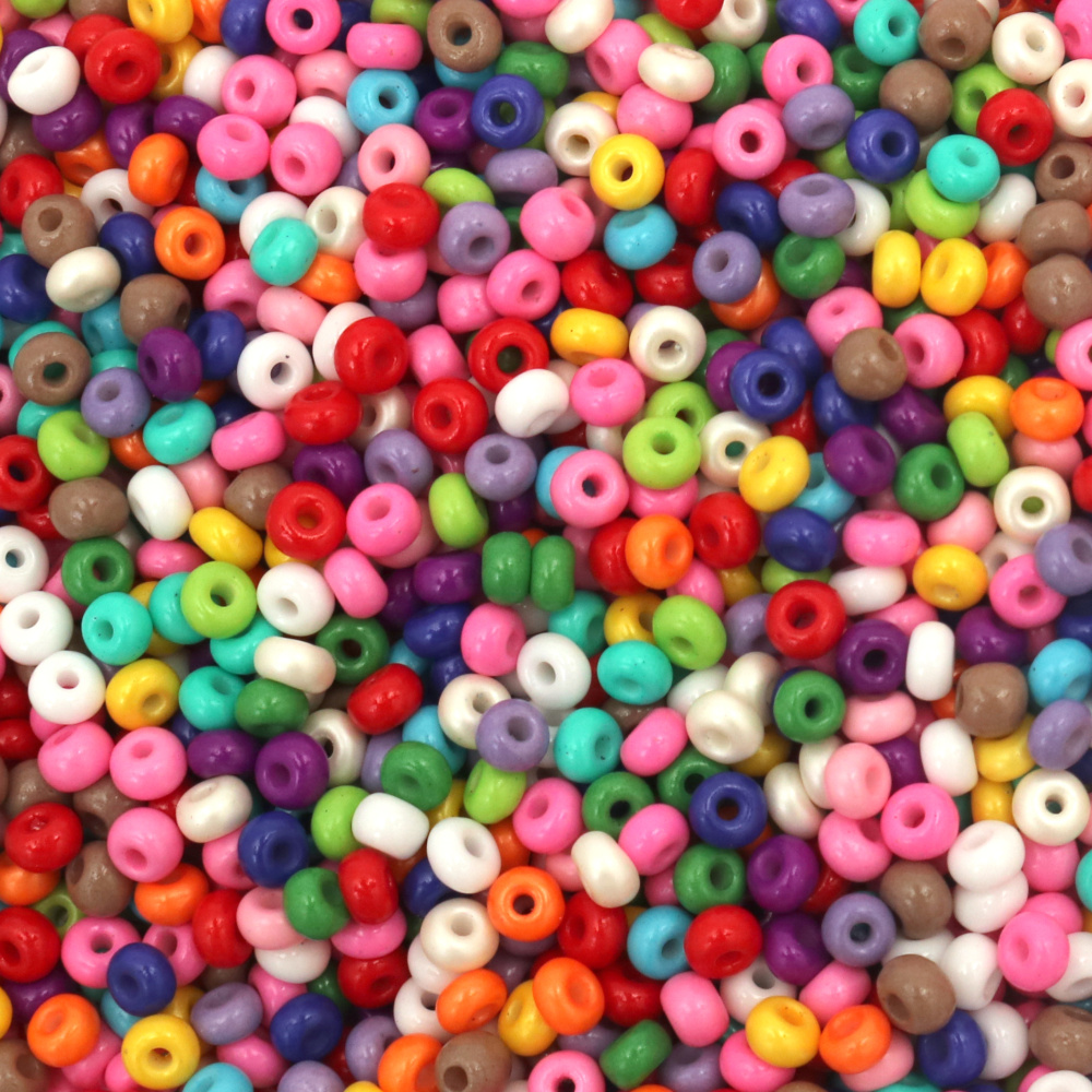 CZECH Type Glass Beads / 4 mm,  Hole: 1,2 mm / Opaque, Multi-Colored - 15 grams ~ 210 pieces