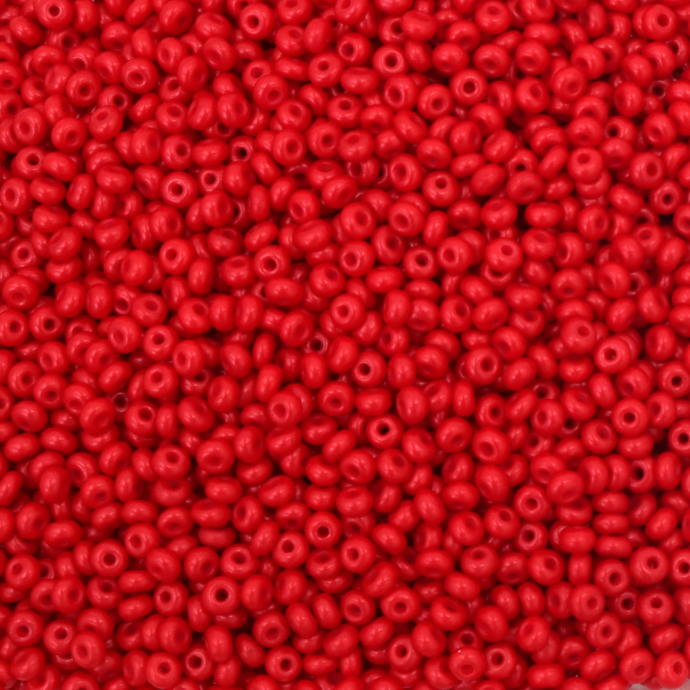 CZECH Type Glass Beads / 3 mm,  Hole: 1 mm / Opaque Red Satin - 15 grams ~ 485 pieces