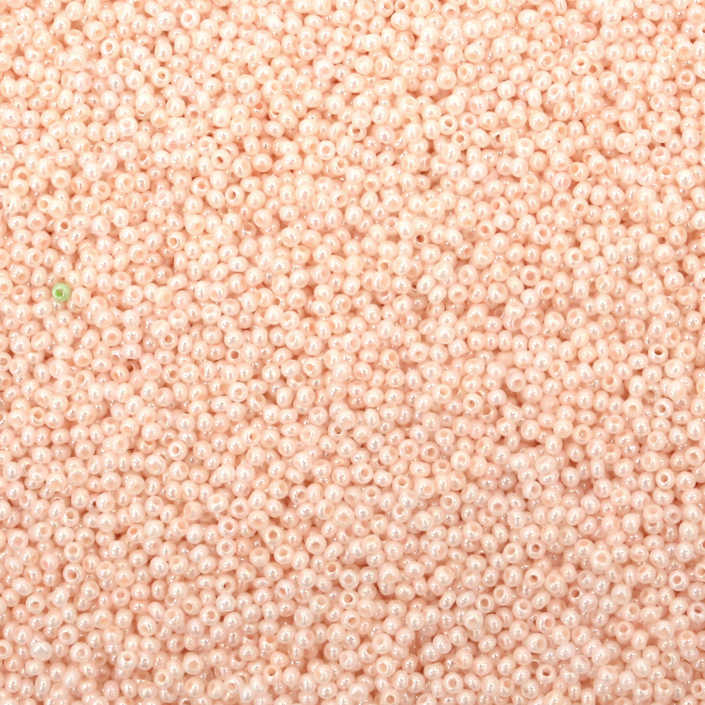 Мъниста стъклена тип чешка 2 мм цейлон цвят корал бледа -15 грама ~2050 броя