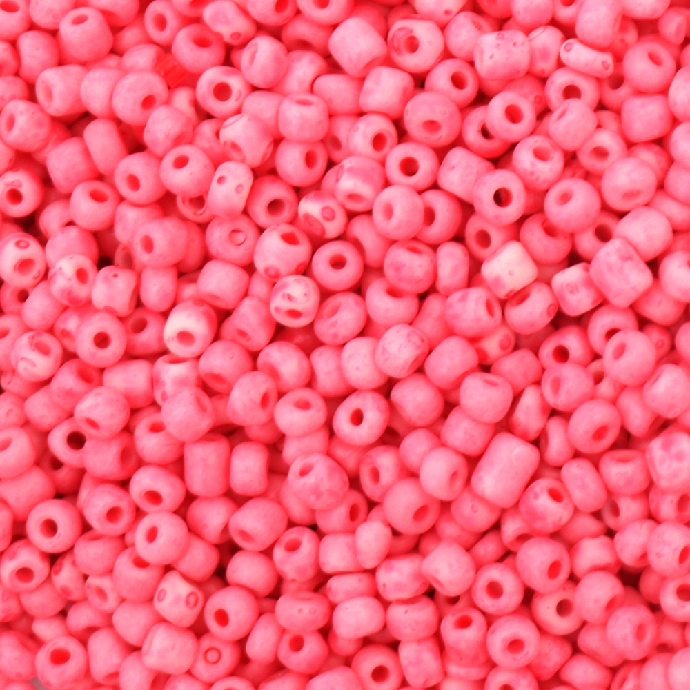Czech Type Glass Beads /  4x3.7~4.3mm, Hole: 1~1.25mm /  Opaque Frosted Bright Pastel Pink - 15g ~ 193pcs