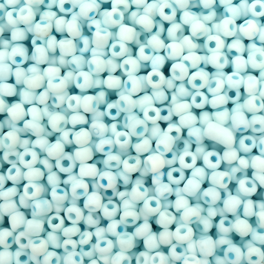 CZECH Type Glass Beads /  4x3.7~4.3mm, Hole: 1~1.25mm /  Opaque Frosted Pale Pastel Blue - 15g ~ 193pcs