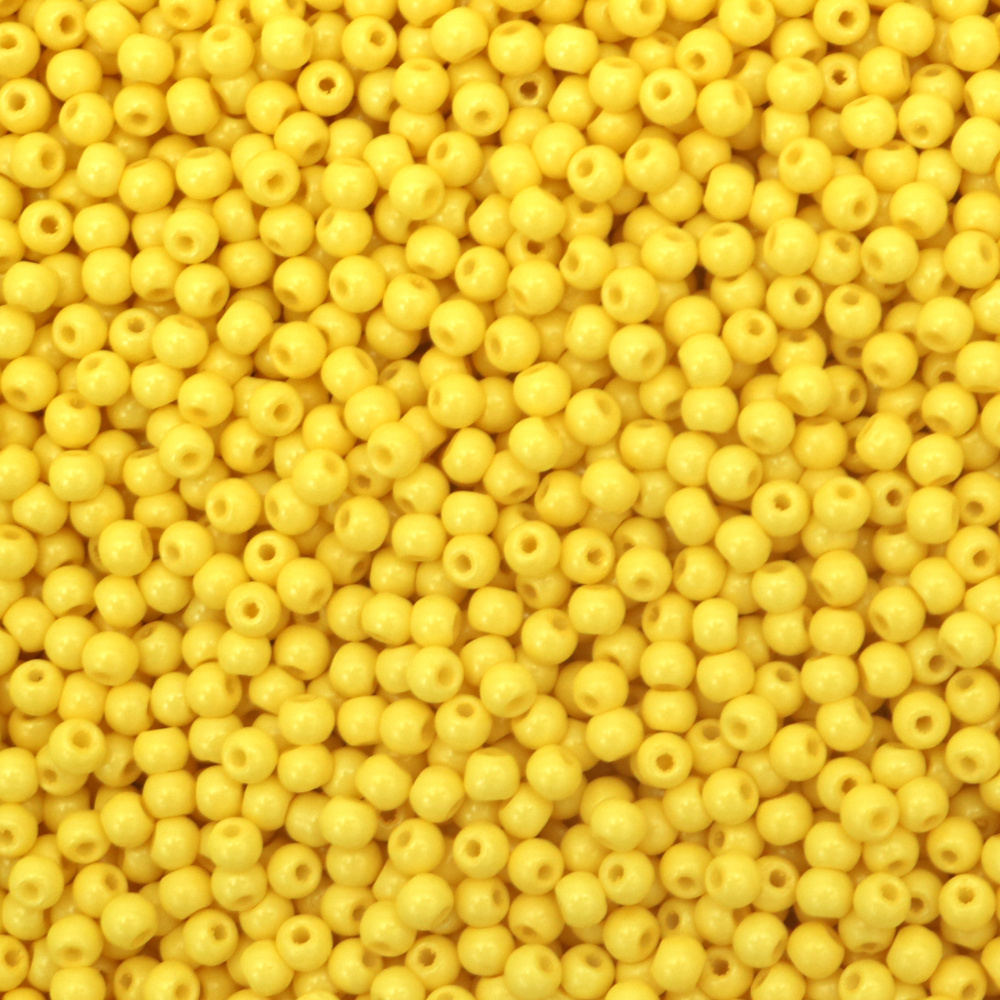 Margele tip Ceh PRECIOSA Rocailles 4x3 mm gaura 1 mm galben solid -20 grame ~320 bucati