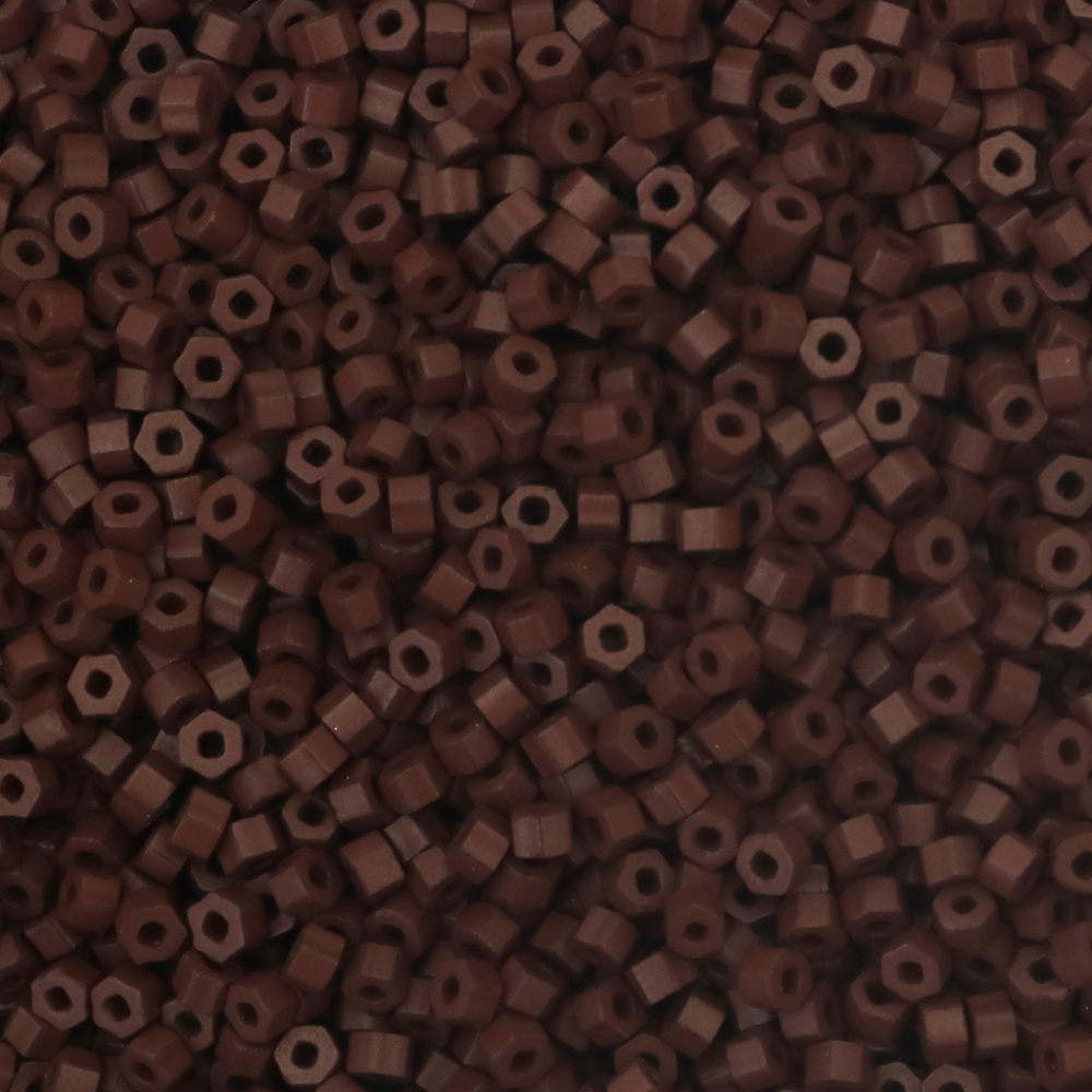 Mărgele tip Cehă PRECIOSA 2 tăieturi cilindru scurt hexagon 4x2,5 mm gaură 1,5 mm maro solid -10 grame ~150 buc