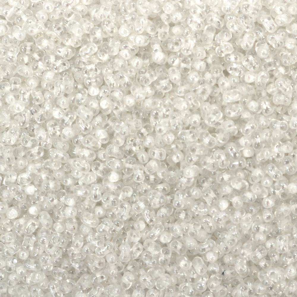 margele tip ceh PRECIOSA FARFALLE 2x4 mm gaura 1 mm transparente cu fir alb lucios -10 grame ~250 bucati