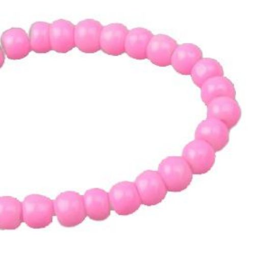 Solid glass round beads strands for jewelry making 4 mm pink - 80 cm ~ 240 pieces