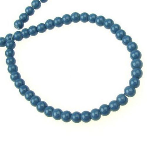 String Glass Round Beads, 4 mm, Solid Blue - 80 cm ~ 240 pieces