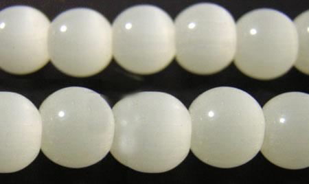 String Glass Round Beads, Jadeite Imitation, 4 mm, White ± 80 pieces