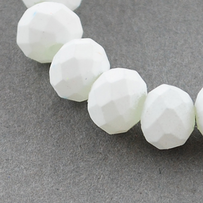 Abacus glass rubber beads strand 8x6 mm hole 1 mm neon faceted white ~ 40 cm ~ 78 pieces