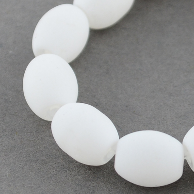 Rubber glass beads strands, soft touch oval shaped for jewelry making 9x6x6 mm hole 1 mm white ~ 80 cm ~ 100 pieces