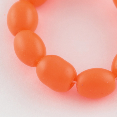 Painted glass rubber beads strand, oval shaped for arts, jewelry making projects 9x6x6 mm hole 1 mm orange ~ 80 cm ~ 100 pieces