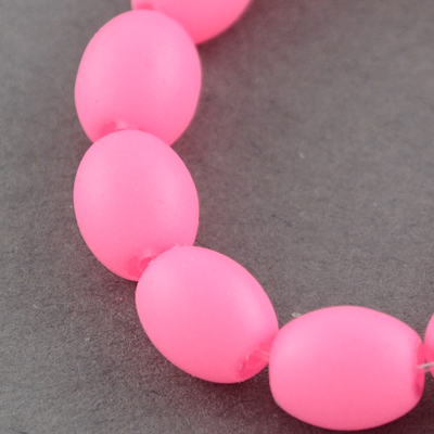 Rubber glass oval beads strand for jewelry making and DIY home art projects 9x6x6 mm hole 1 mm pink ~ 80cm ~ 100 pieces