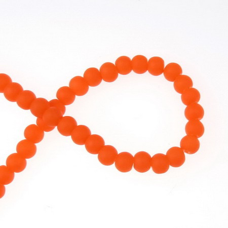 Matte rubber glass round beads for handmade necklace jewelry making 6 mm hole 1 mm neon orange ~ 80 cm ~ 135 pieces