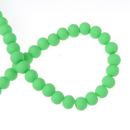 String round rubber glass beads 6 mm hole 1 mm neon  green ~ 80 cm ~ 135 pieces