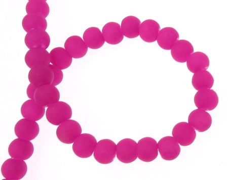 Rubber glass beads strands, soft touch ball shaped for jewelry making 6 mm hole 1 mm neon magenta ~ 80 cm ~ 135 pieces