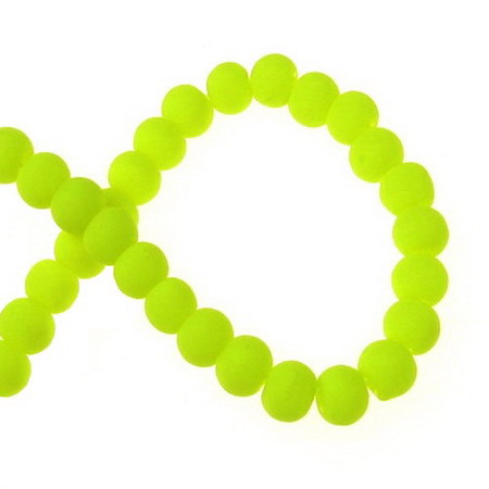 String Glass Round Beads with Neon Rubber Coating, 6mm, Hole: 1mm, Yellow ~ 80cm ~ 136 Pieces