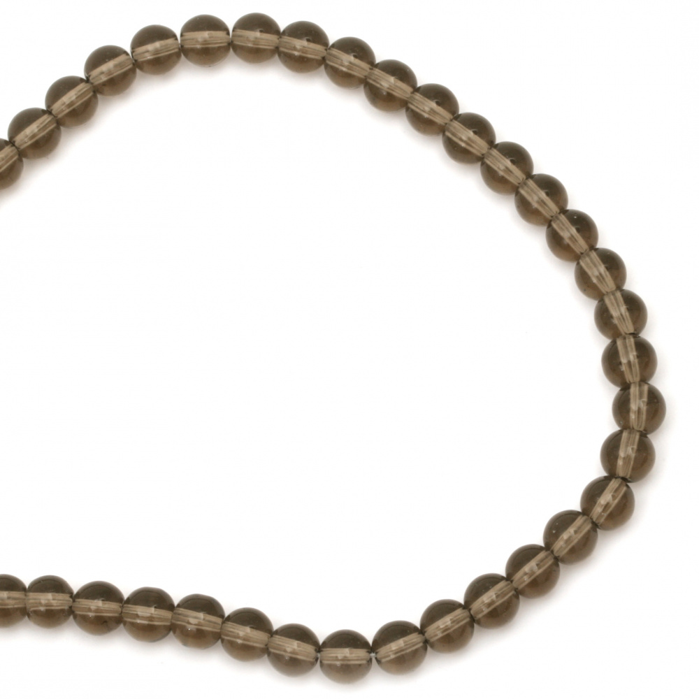 String Smokey Quartz beads  - natural stone imitation, ball shaped 6 mm ~71 pieces