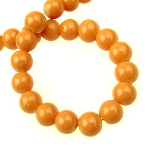 Glass beads strands for DIY accessories making, opaque ball 8 mm orange - 80 cm ~ 115 pieces