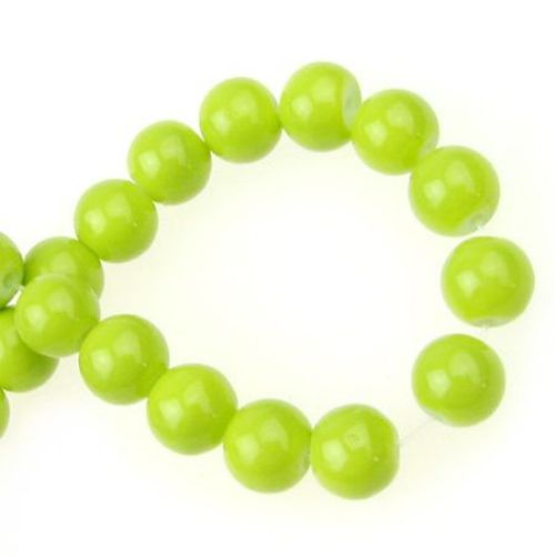Glass solid beads strands for DIY accessories 8 mm  olive color - 80 cm ~ 115 pieces
