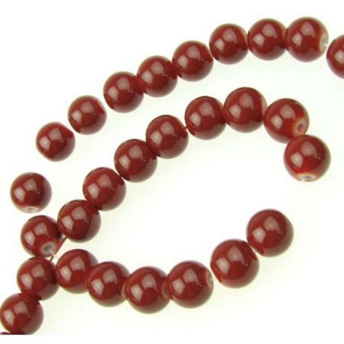 String Glazed Glass Round Beads for DYI Jewelry Accessories, 8 mm, Solid Dark Red  - 80 cm ~ 115 pieces