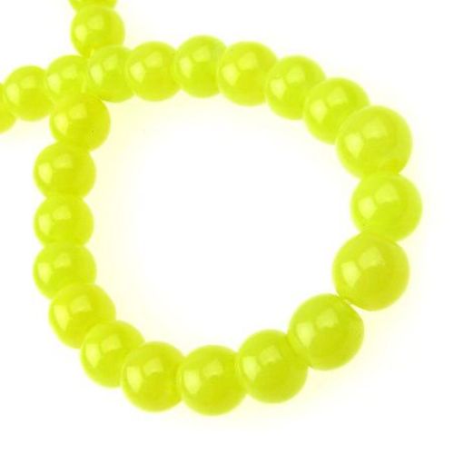 String round glass beads 8 mm imitation jadeite yellow ~ 80 cm ~ 115 pieces