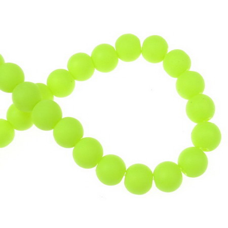 Rubber glass round beads strand for jewelry making and DIY home art projects 8 mm hole 1 mm neon yellow ~ 80cm ~ 105 pieces