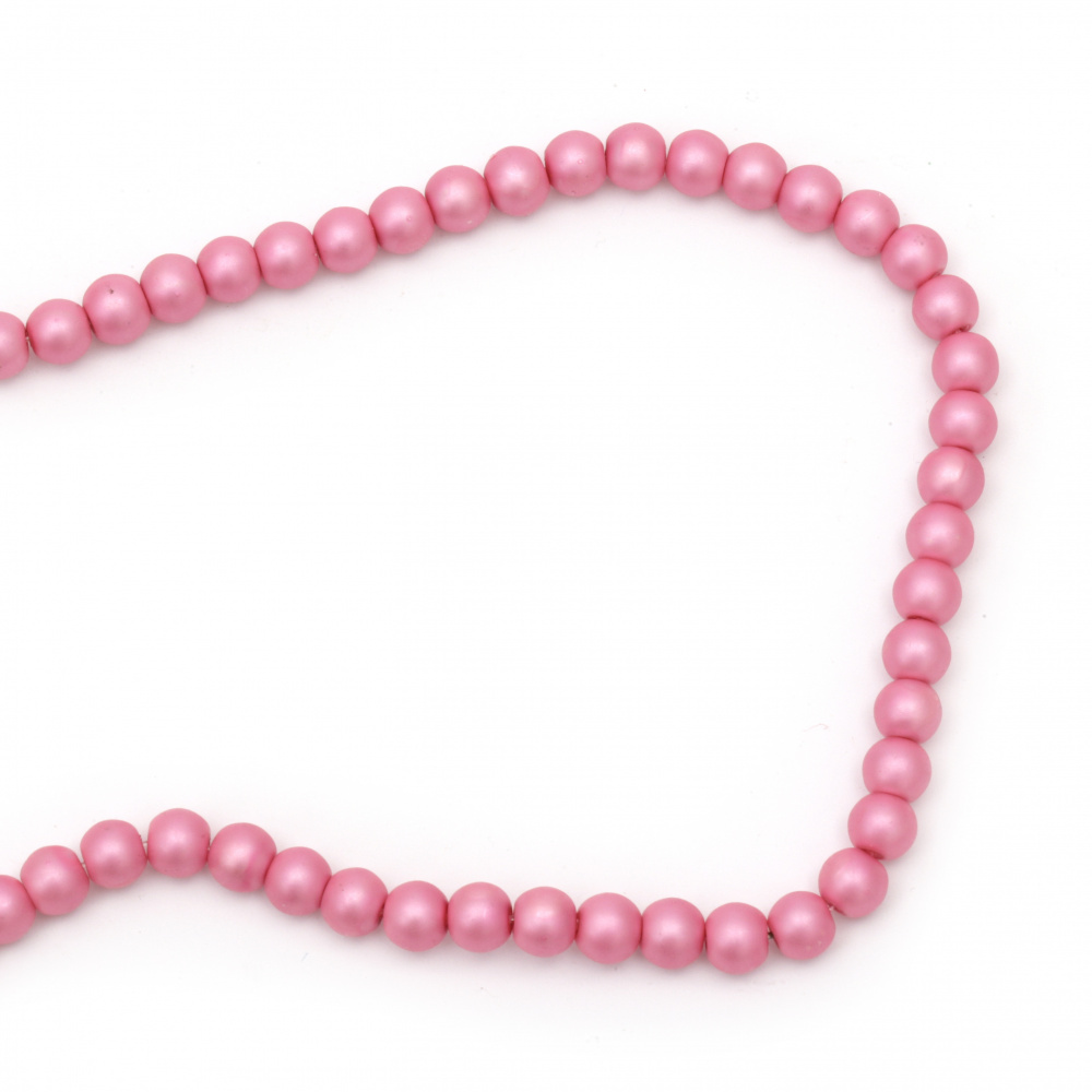 Glass round faux pearls  beads for DIY jewelry accessories, for decorative elements for curtains 8 mm hole 1.5mm frosted pink dark ~ 80 cm ~ 106 pieces