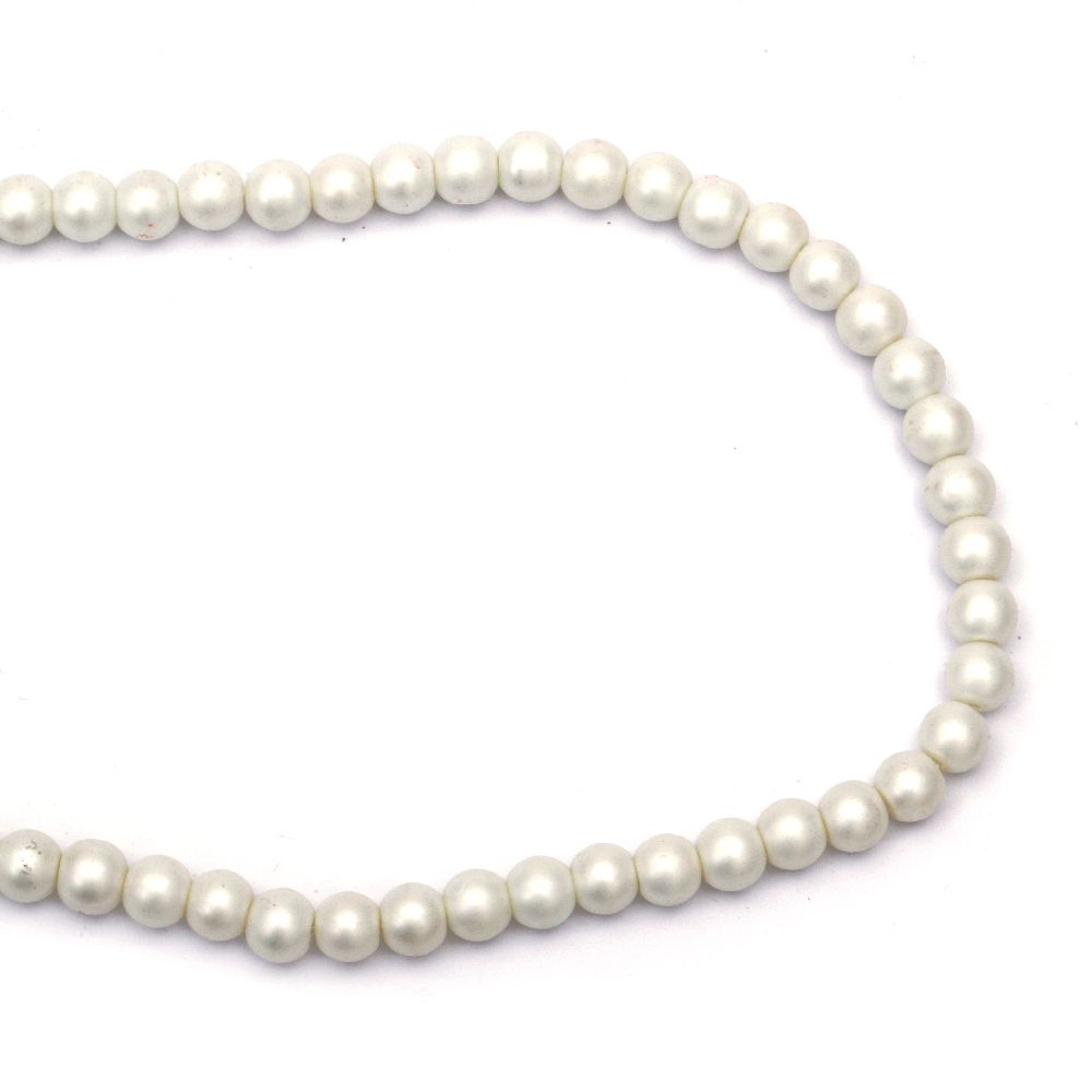 Glamorous pearl glass round beads strand for jewelry making and DIY home art projects 8 mm hole 1.5 mm frosted white ~ 80 cm ~ 106 pieces