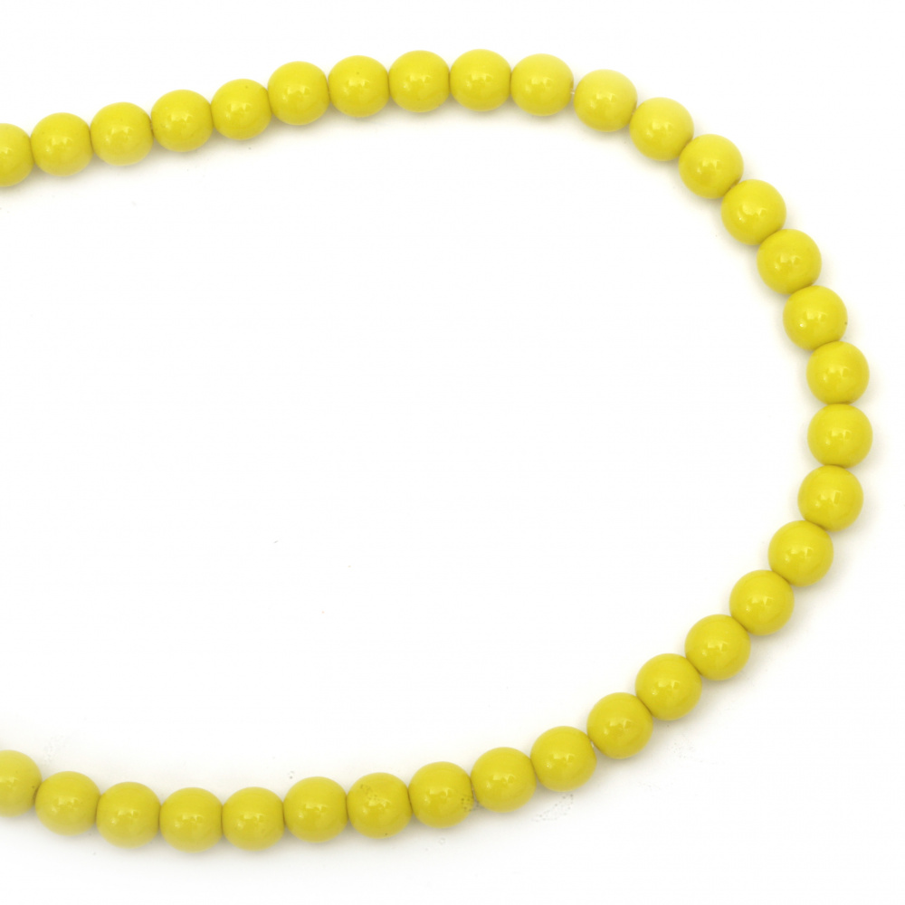 Glass solid  beads strands for jewelry making, round 8 mm yellow ~ 49 pieces