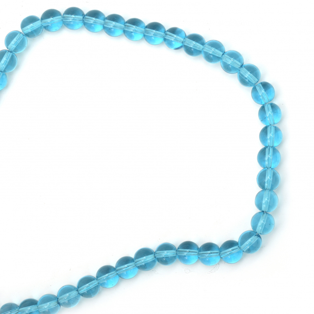 Transparent string  glass beads 8 mm  blue sky ~ 52 pieces