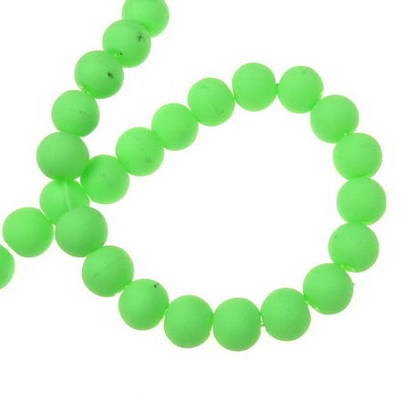 Rubber glass round beads strand for jewelry accessories, DIY home decor projects 10 mm hole 1 mm neon green ~ 80 cm ~ 82 pieces