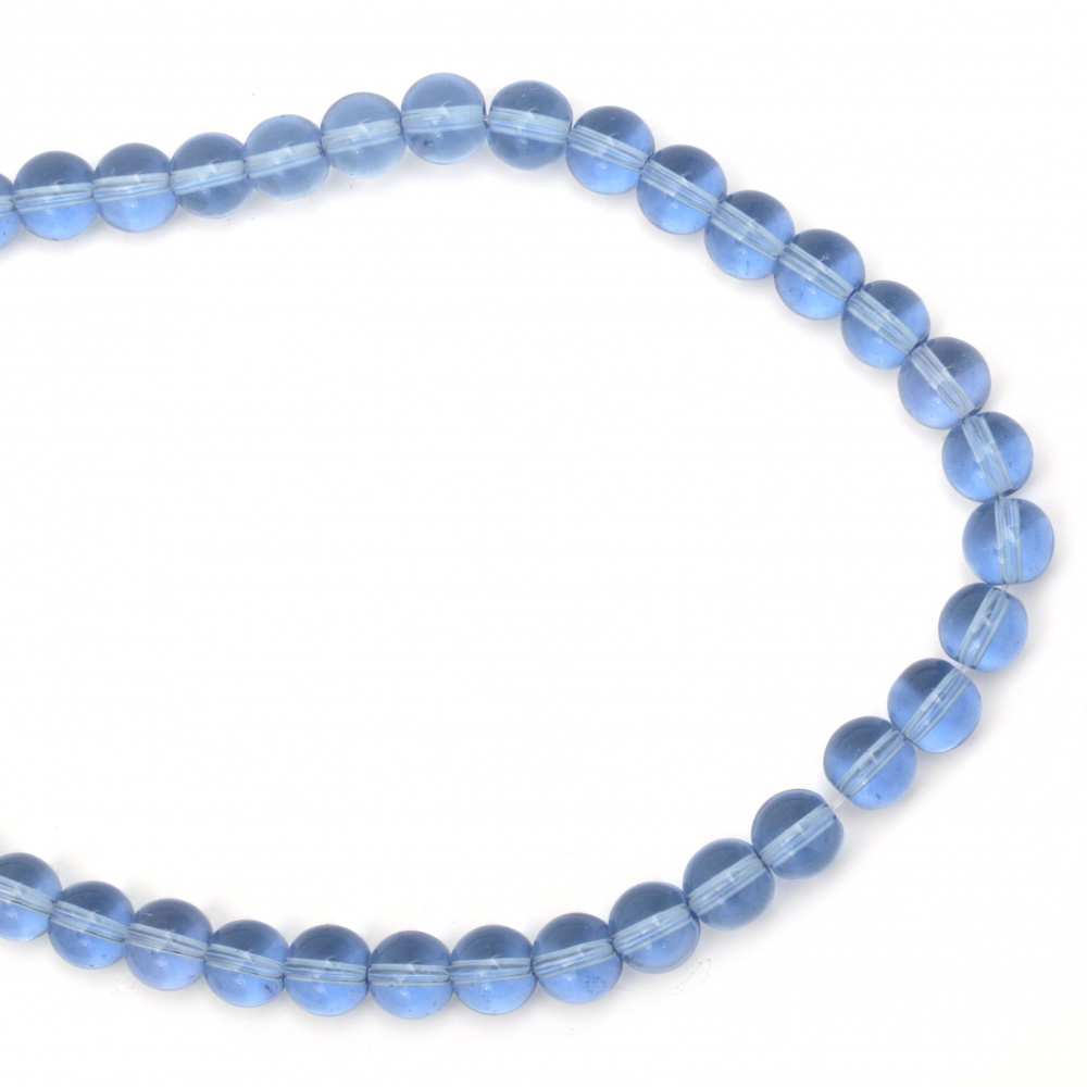 Transparent glass beads strands for DIY accessories making  10 mm light blue ~ 41 pieces