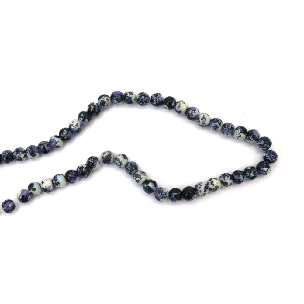 Glass Beads Sprayed – 8 mm, Hole 1 mm, Milky White, Purple and Black, Strand ~110 pcs – Ideal for Jewelry Making, Beading & Craft Projects