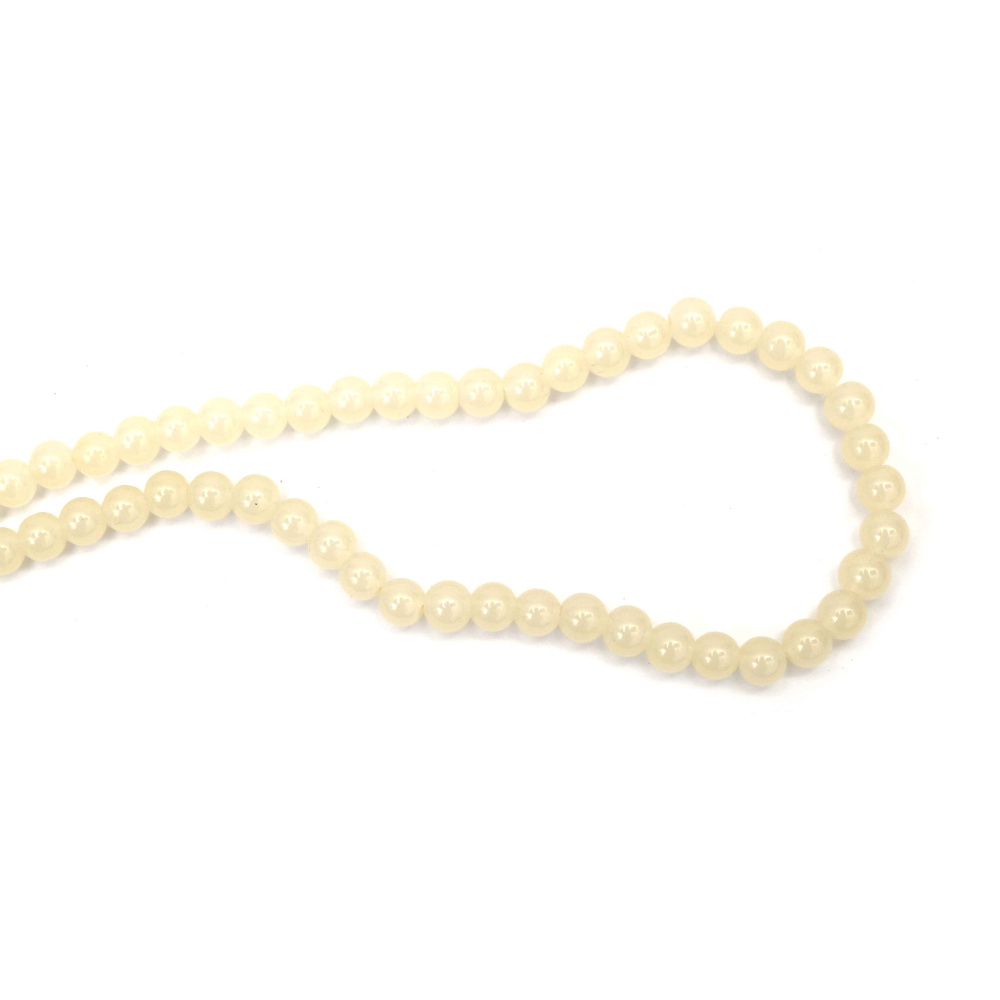 Mărgele elegante din sticlă imitație jad Ø 8 mm – Șampanie, gaură 1 mm, șirag ~105 buc – perfecte pentru bijuterii rafinate și proiecte handmade & DIY de lux