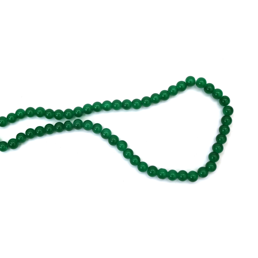 Mărgele elegante din sticlă, imitație de jad, 8 mm – verzi, orificiu 1 mm, șirag ~105 buc. – perfecte pentru bijuterii cu aspect natural și creații handmade artistice