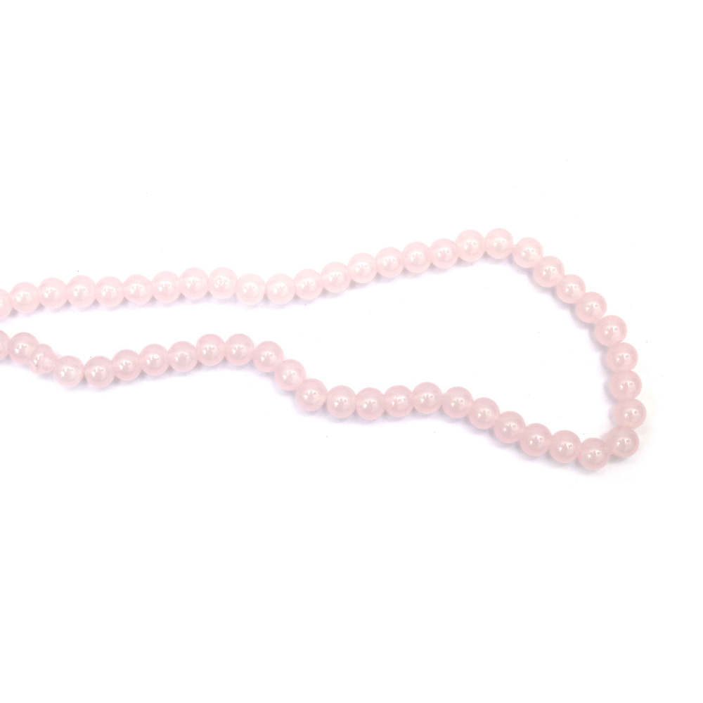 Delicate Imitation Jade Glass Beads 8 mm – Light Pink, Hole 1 mm, Strand ~105 pcs – Perfect for Creating Romantic Jewelry & Elegant Handmade Designs