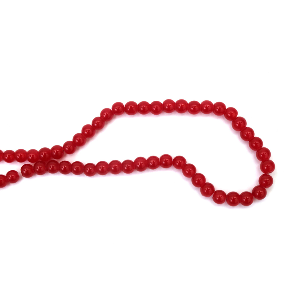 Red Glass Beads – 8 mm Round Jade Imitation (Approx. 110 pcs) – Perfect for Jewelry Making & Creative Projects