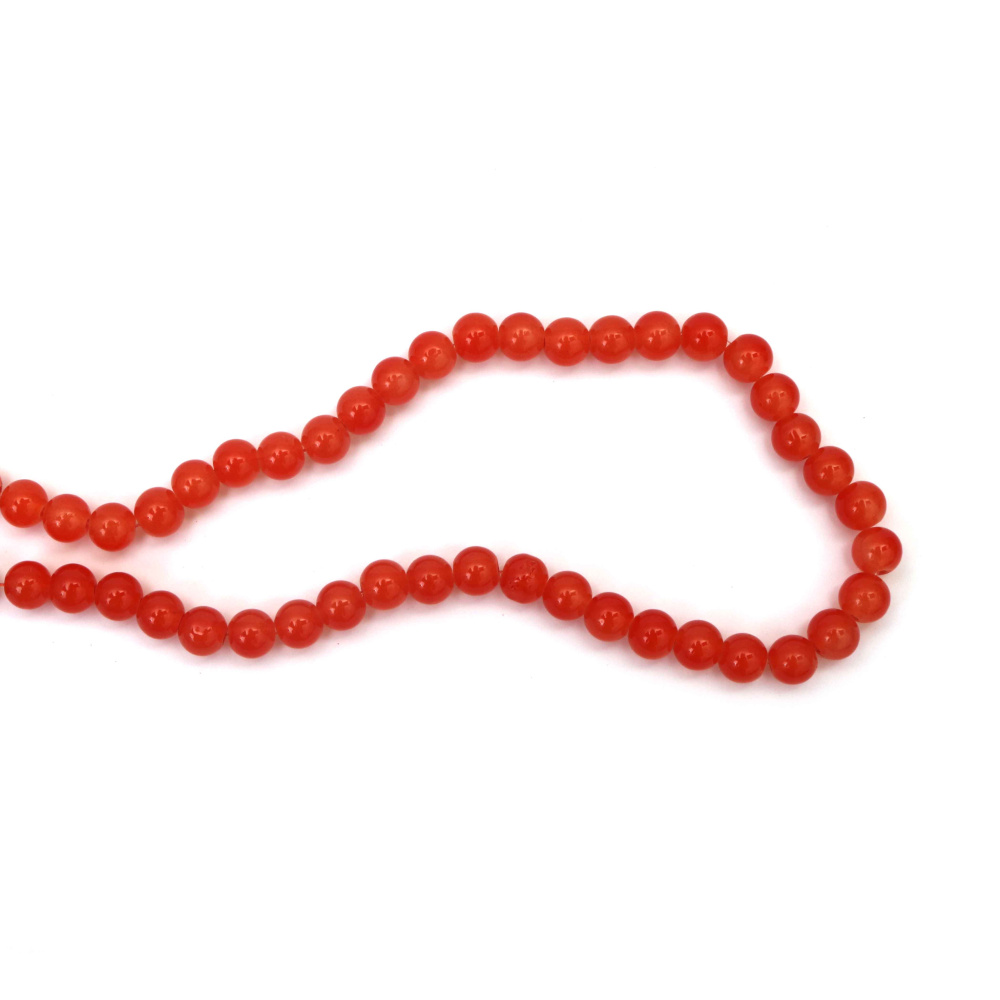 Mărgele vibrante din sticlă imitație jad 8 mm – portocalii, gaură 1 mm, șirag ~100 buc – perfecte pentru bijuterii strălucitoare și creații handmade artistice