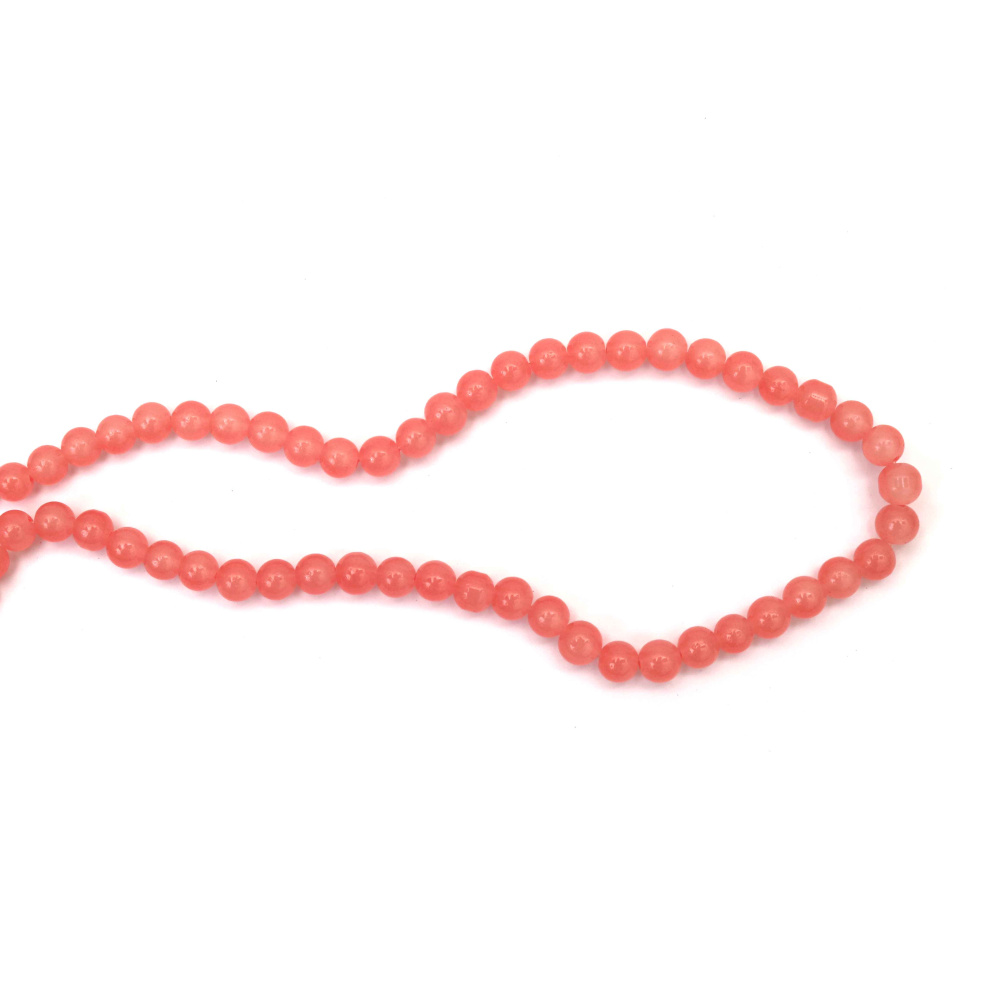 Glass Beads Imitation Jade – 8 mm, Hole 1 mm, Dark Salmon, Strand ~100 pcs – Ideal for Jewelry Making, Beading & Craft Projects