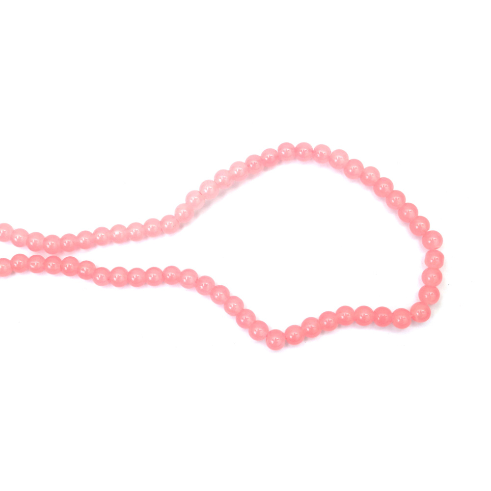 Mărgele elegante din sticlă imitație jad 8 mm – somon, gaură 1 mm, șirag ~110 bucăți – perfecte pentru bijuterii în culori pastelate și creații handmade grațioase