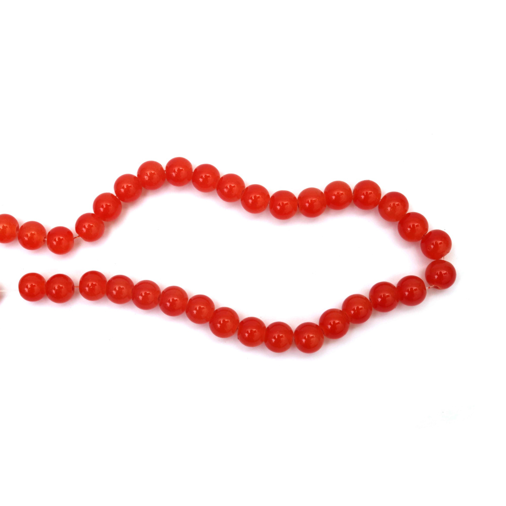 Elegant Imitation Jade Glass Beads 10 mm – Bright Orange, Hole 1 mm, Strand ~85 pcs – Perfect for Creating Eye-Catching Jewelry & Artistic Craft Designs