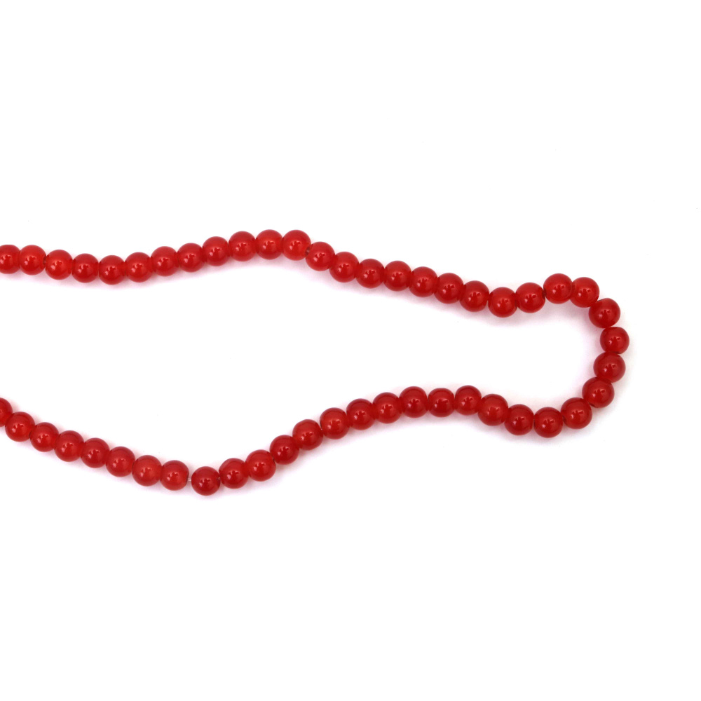 Mărgele fermecătoare din sticlă imitație jad 6 mm – portocaliu închis, gaură 1 mm, șirag ~140 buc – perfecte pentru bijuterii elegante și proiecte creative handmade