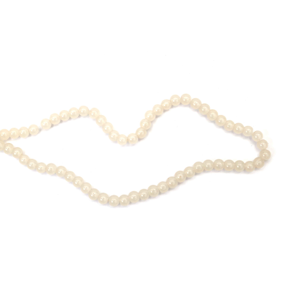 Graceful Imitation Jade Glass Beads 6 mm – Cream, Hole 1 mm, Strand ~140 pcs – Perfect for Creating Elegant Jewelry & Delicate Handmade Designs