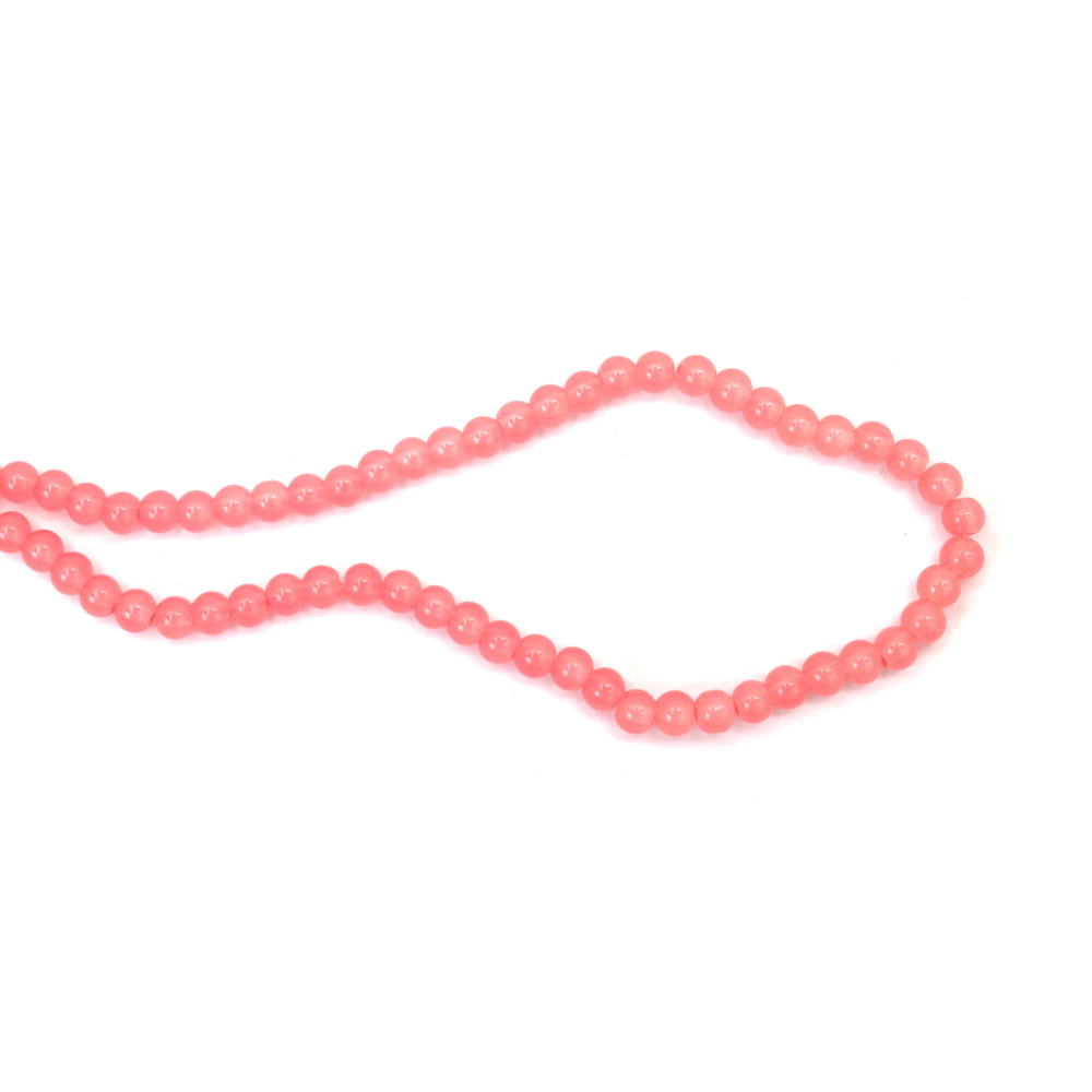 Elegant Imitation Jade Glass Beads 6 mm – Salmon Color, Hole 1 mm, Strand ~145 pcs – Perfect for Creating Romantic Jewelry