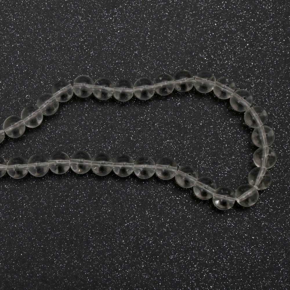Mărgele din sticlă transparentă – rotunde 10 mm – finisaj alb – ~ 80 buc. – perfecte pentru bijuterii handmade, craft și proiecte creative