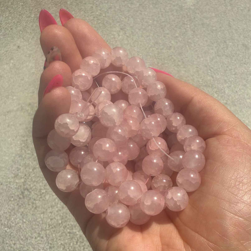 Mărgele Magice Fotocromice din Sticlă Crackle 10 mm – Mov Pal Devine Roz la Soare, Gaură 1 mm, Șirag ~85 buc. – Perfecte pentru Bijuterii Handmade cu Schimbare de Culoare