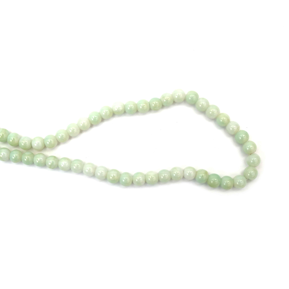 Mărgele din sticlă – rotunde 8 mm – verde pal deschis ~ 100 buc – perfecte pentru bijuterii, craft & design creativ