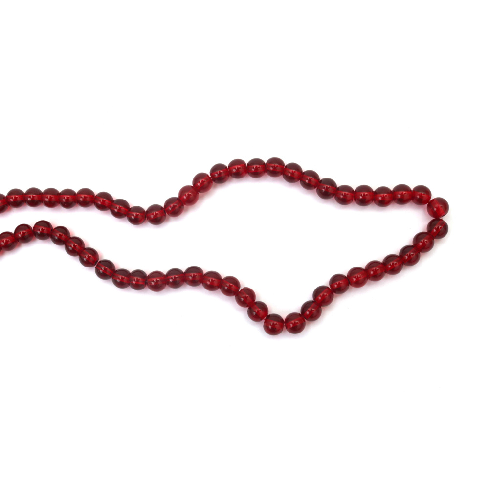 Vibrant Glass Beads 8 mm – Transparent Red, Hole 1 mm, Strand ~105 pcs – Perfect for Creating Bold Jewelry & Eye-Catching Handmade Designs