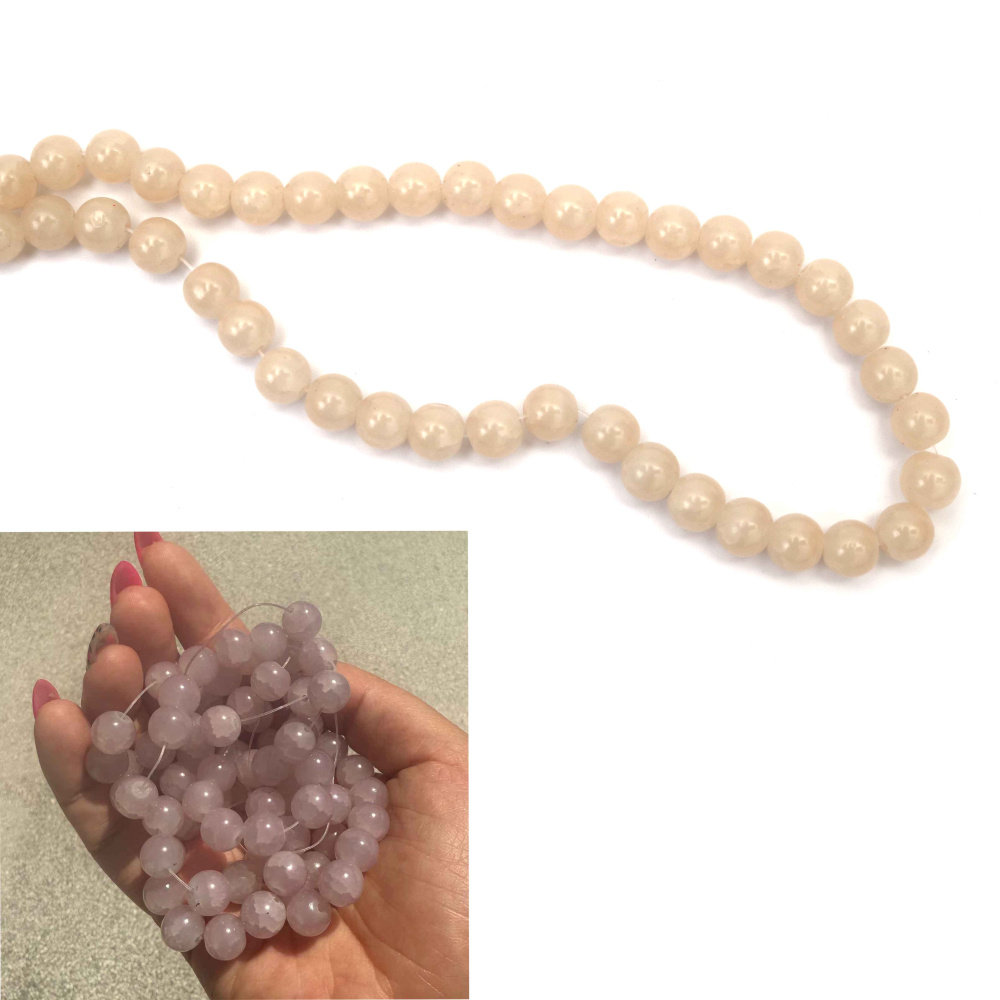 Magical Photochromic Crackle Glass Beads 10 mm – Ivory Turns Purple in Sunlight, Hole 1 mm, Strand ~85 pcs – Perfect for Creating Dynamic Jewelry that Changes with Light